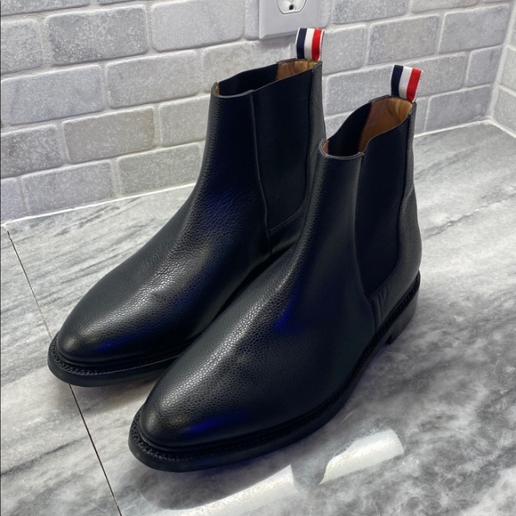 Thom Browne Stunning Leather Black Dress Boots Size 12. New In Box - Picture 1 of 11